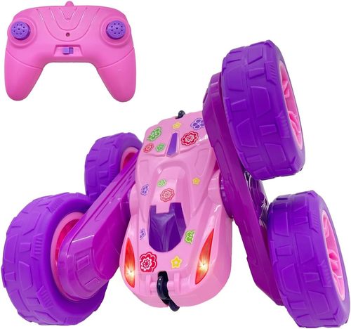 Threeking RC Stunt Cars Remote Control Car with Lights Presents for Kids Ages 6+,Pink